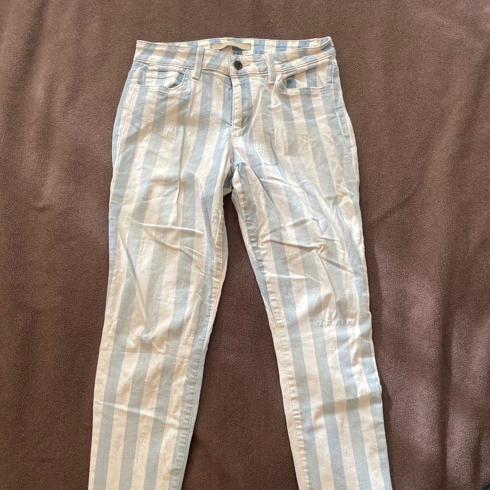 Mod vertical striped stretch jeans